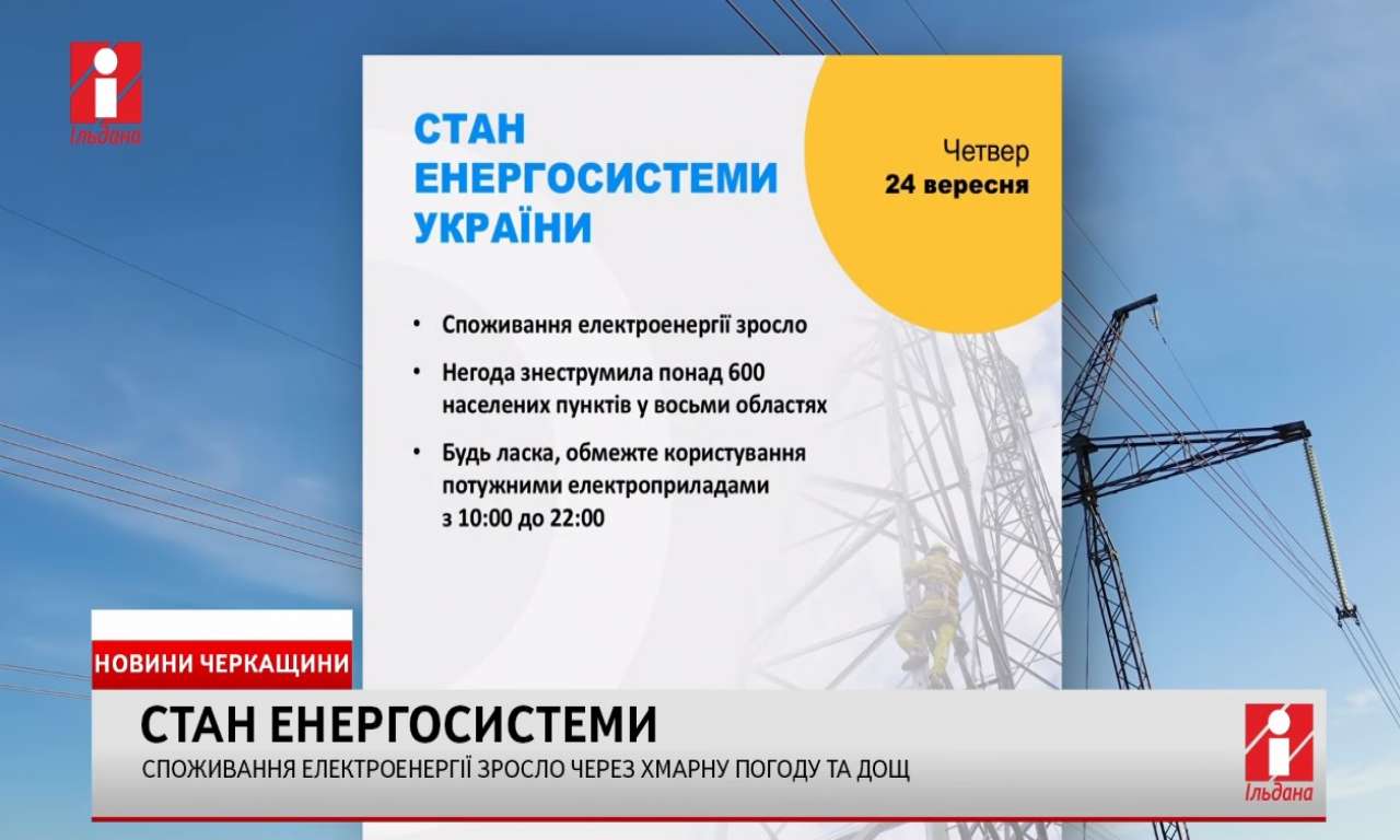 Споживання електроенергії зросло через хмарну погоду та дощ (ВІДЕО)